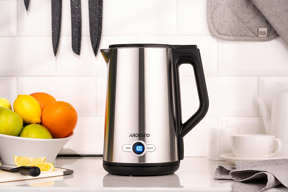 Електрочайник ARDESTO Steel Collection 1.7л, Strix, LED дисплей, подвійні стінки, сріблястий Киев - изображение 4