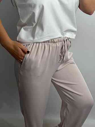 Женские штаны-палаццо из шелка Пудровый M-L Харьков