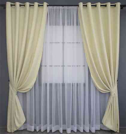 Комплект штор на люверсах VR-Textil Микровелюр SPARTA № 844ш Кремовый 150х250 см 2 шт (37-0006) Киев