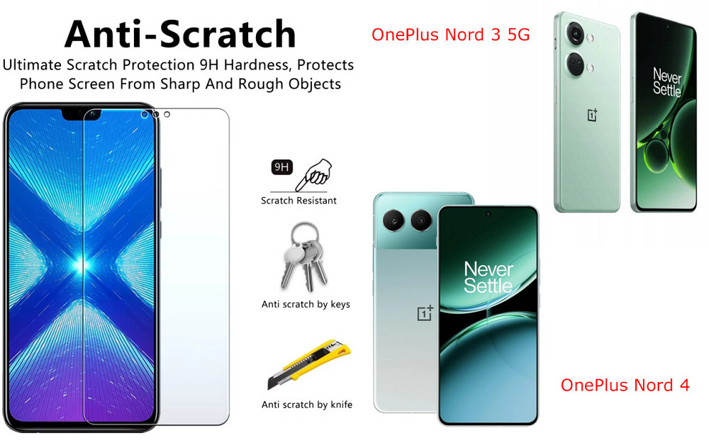 Захисне скло NeoGlass для OnePlus Nord 3 5G, OnePlus Nord 4 – надпрозоре та стійке Київ - фото 1