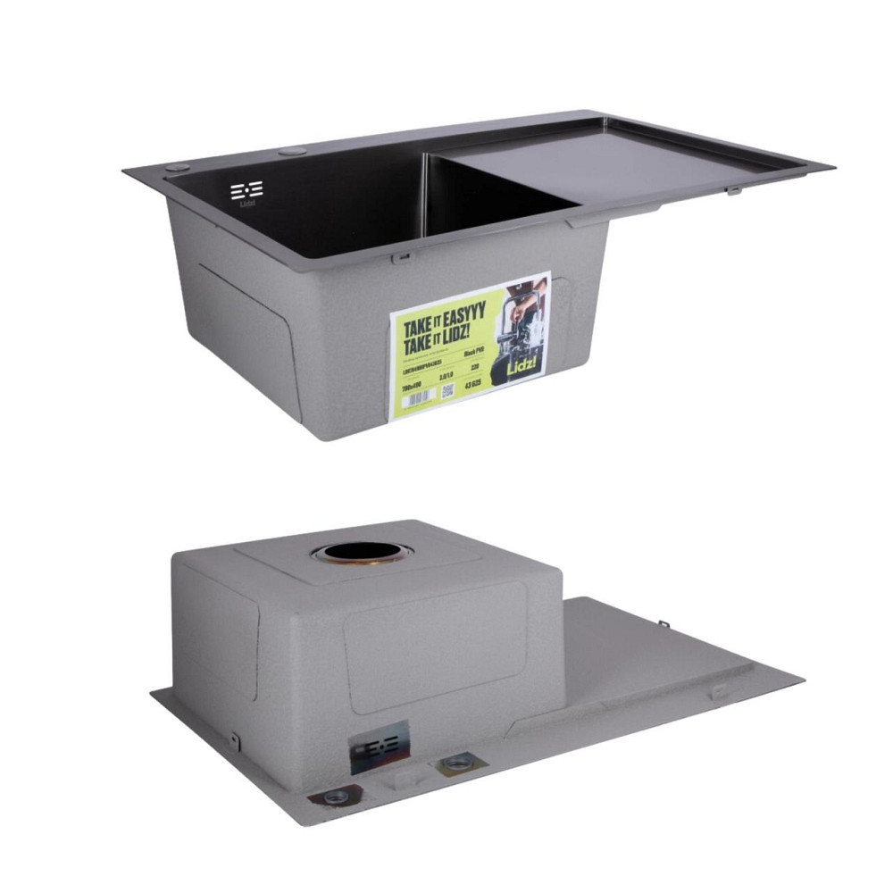 Комплект Lidz Handmade H7849BR Мийка для кухні інтегрована крило праворуч BlackPVD у комплекті з дозатором + Lidz K01B Кошик Київ - фото 4