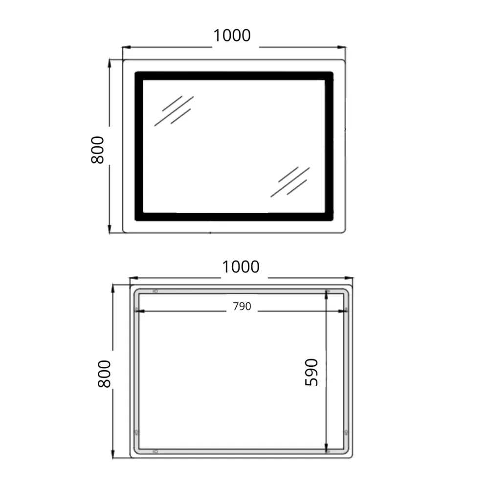 Дзеркало Qtap Cardinal (CA2) 1000х800 з LED-підсвіткою Touch, з антизапотіванням, з димером, темп. кольору (3000-6500K) Київ - фото 11