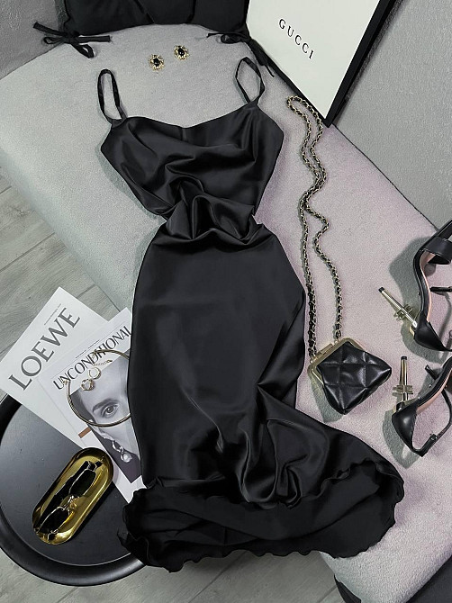 Женское романтическое элегантное платье шелк Черный, 44/46 Одесса - изображение 5