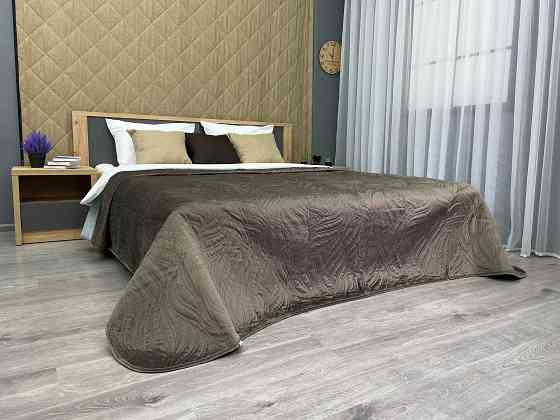 Покривало стьобане Decorator Велюр листя 150х220 см мокко (85-029) Київ