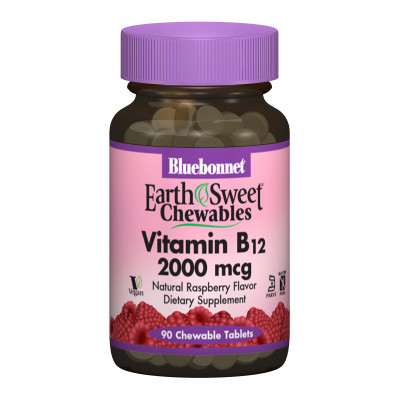 Витамин Bluebonnet Nutrition Витамин В12 2000мкг, Вкус Малины, Earth Sweet Chewables, 90 (BLB-00436) Винница - изображение 1