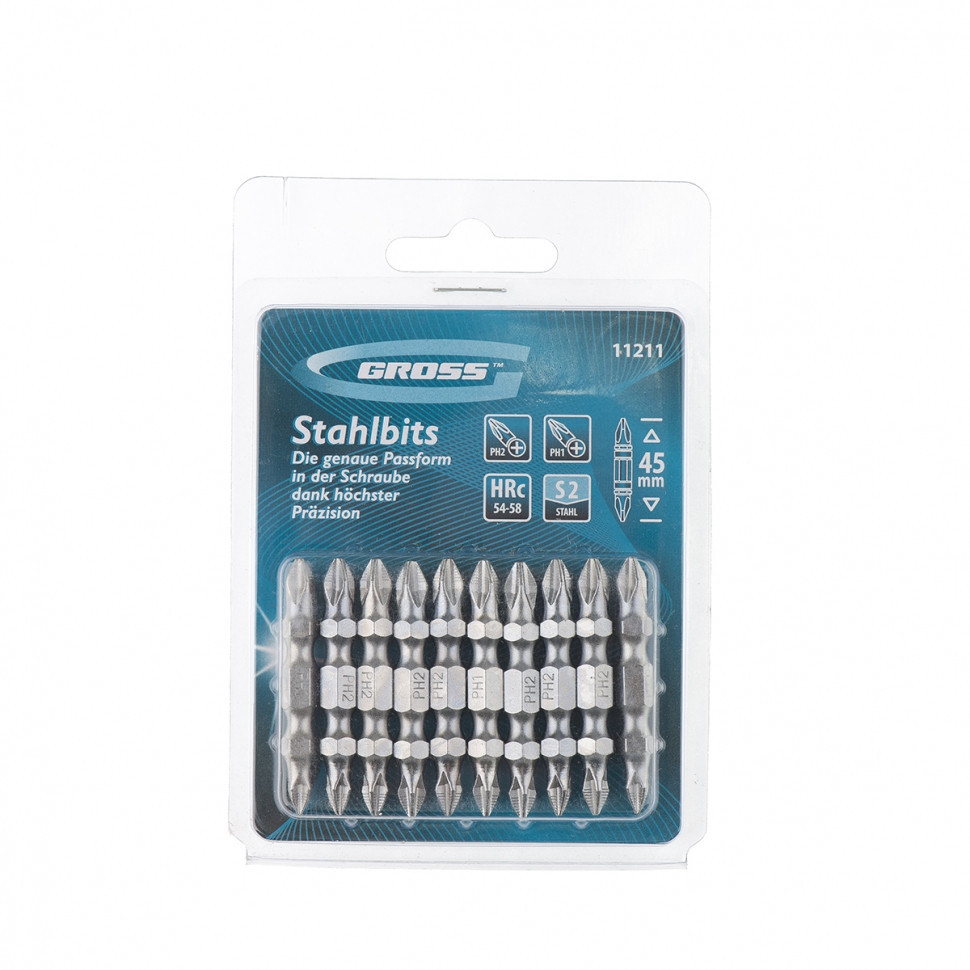Біта двухстор., Ph2-Рһ1х45мм, сталь S2, 1шт GROSS Полтава - фото 1