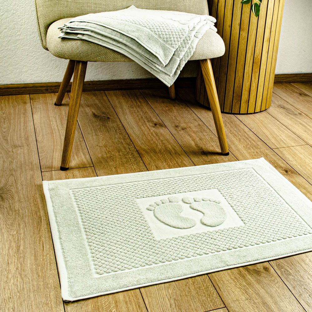 Махровий рушник жакардовий для ніг GM Textile 50х70см 600г/м2 (Світло-сірий) Суми - фото 2