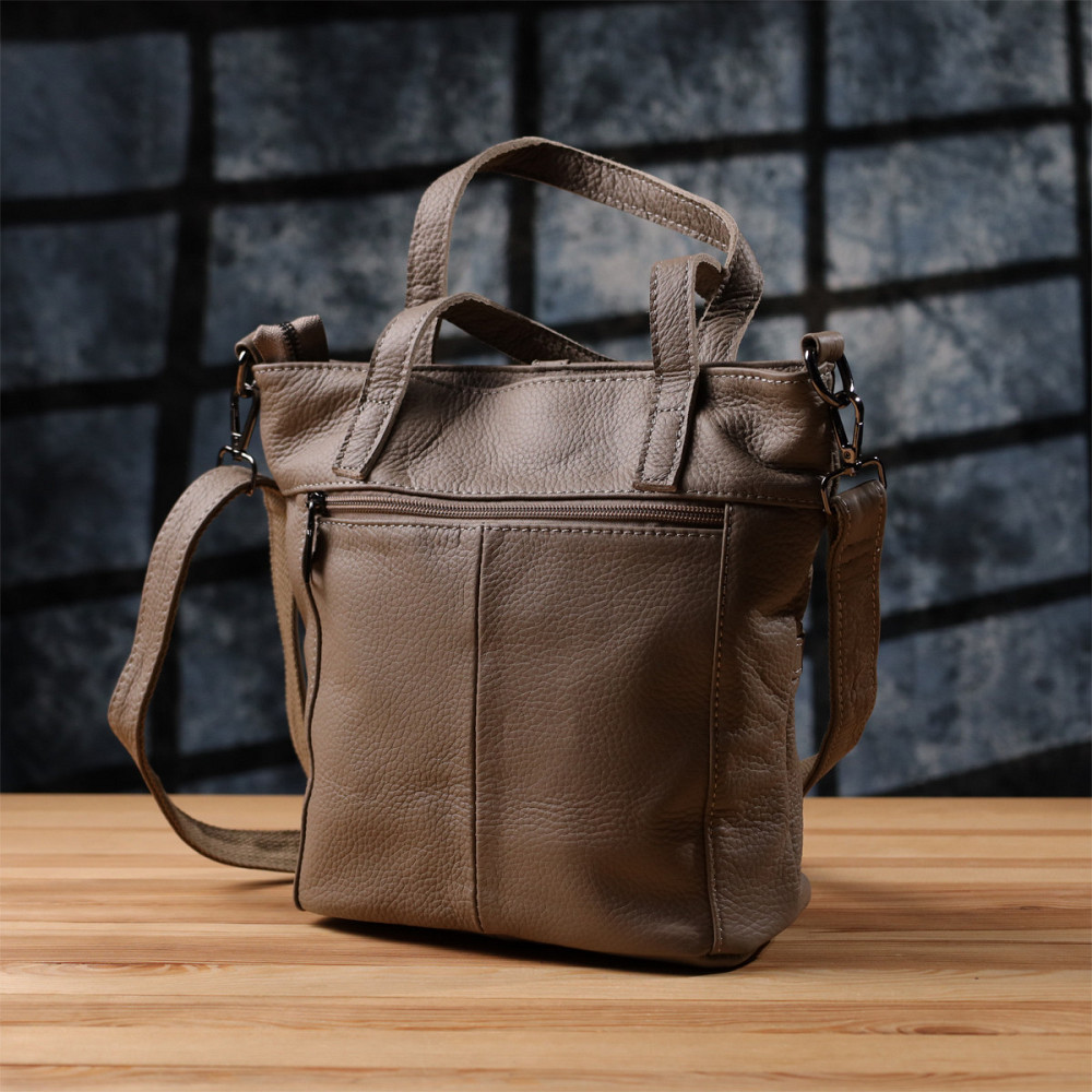 Женская сумка с ручками из натуральной кожи Vintage 22996 Серый Киев - изображение 10