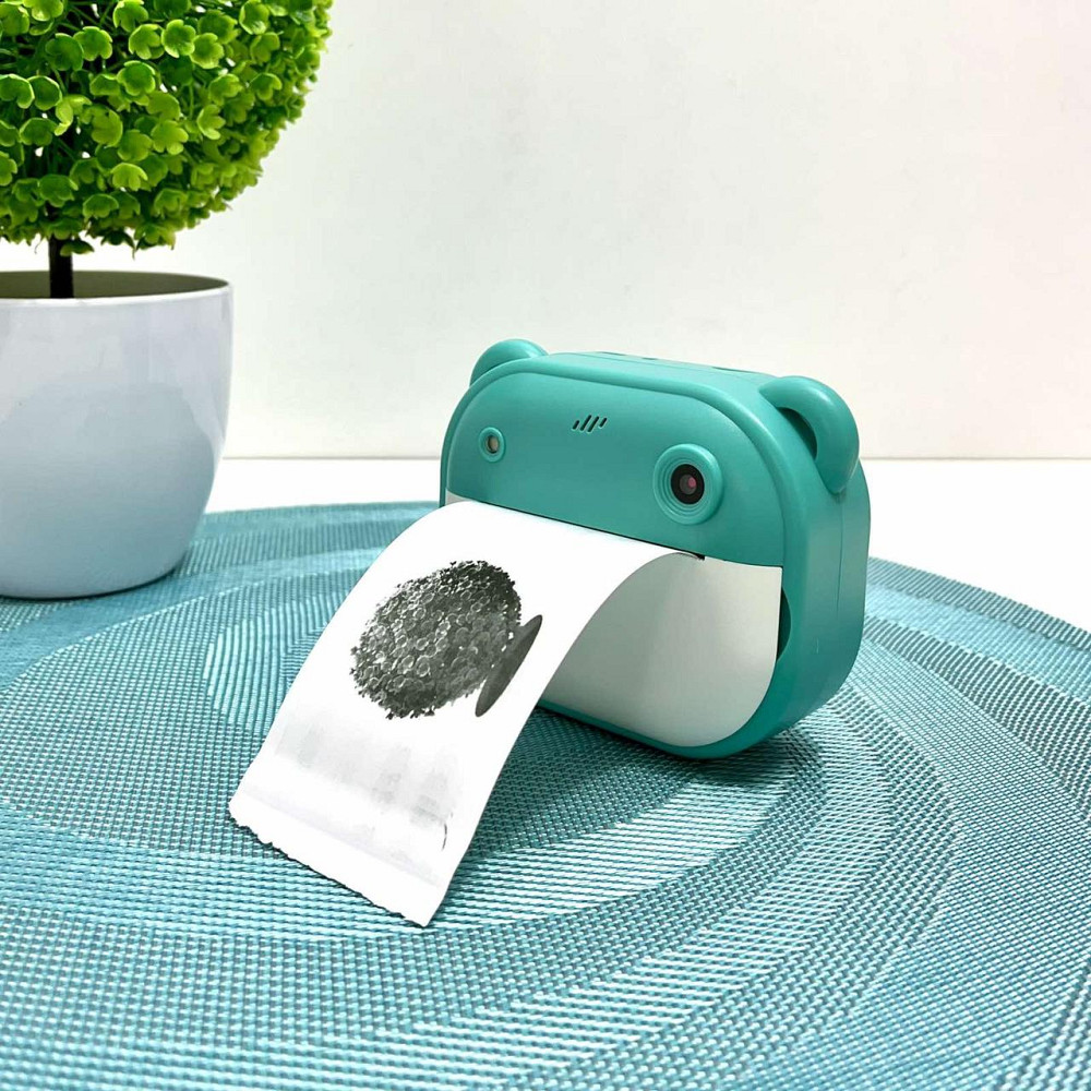 Фотоапарат-принтер фронтальна камера чб друк USB-кабель 2 рулони термопаперу звук фото відео ігри SD роз'єм Бірюзовий (C 66631) Чернігів - фото 2