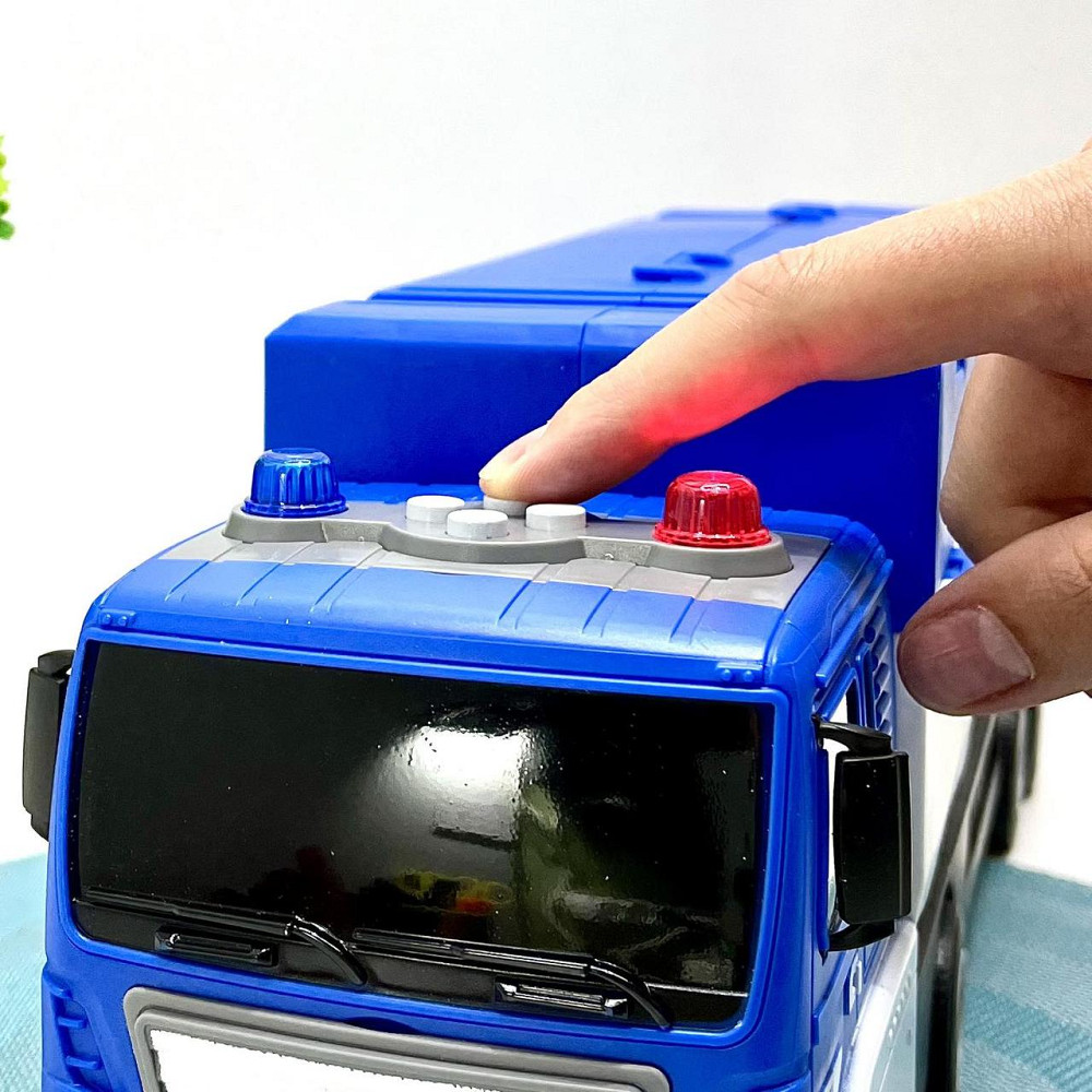 Трейлер ігровий гараж 2в1 інерційний з машинками звук світло поліція Синій (660-S17-18) Чернігів - фото 3