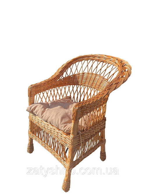 Крісло плетене з подушкою Київ - фото 1