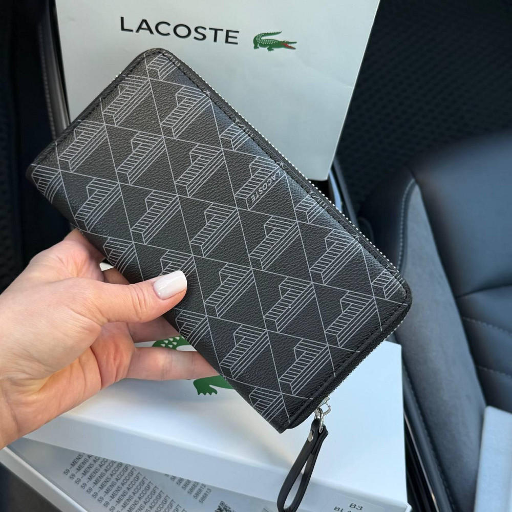 Мужской брендовый кошелек Lacoste (А7) черный Киев - изображение 6