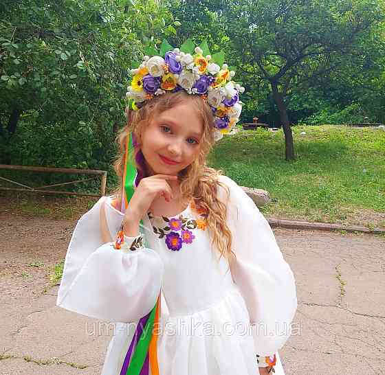 Віночок ободок з квітами "Сценічний зі стрічками" Кривий Ріг