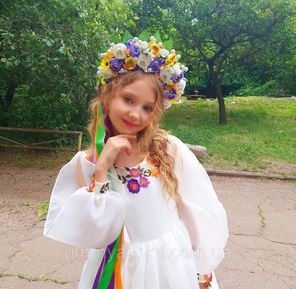 Віночок ободок з квітами "Сценічний зі стрічками" Кривий Ріг - фото 2