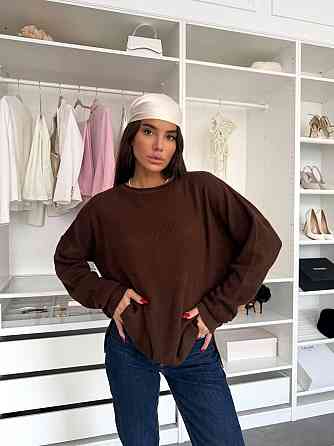 Жіночий базовий теплий повсякденний оверсайз светр 100% акрил Шоколад Одеса