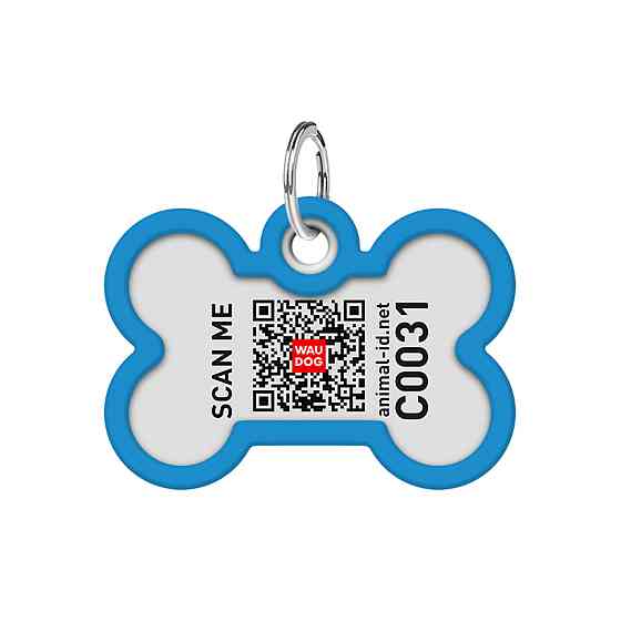 Адресник для собак и кошек металлический WAUDOG Smart ID с QR паспортом, рисунок 