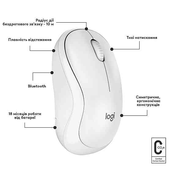 Миша бездротова Logitech M240 Silent Off White (910-007120) Білий Харків