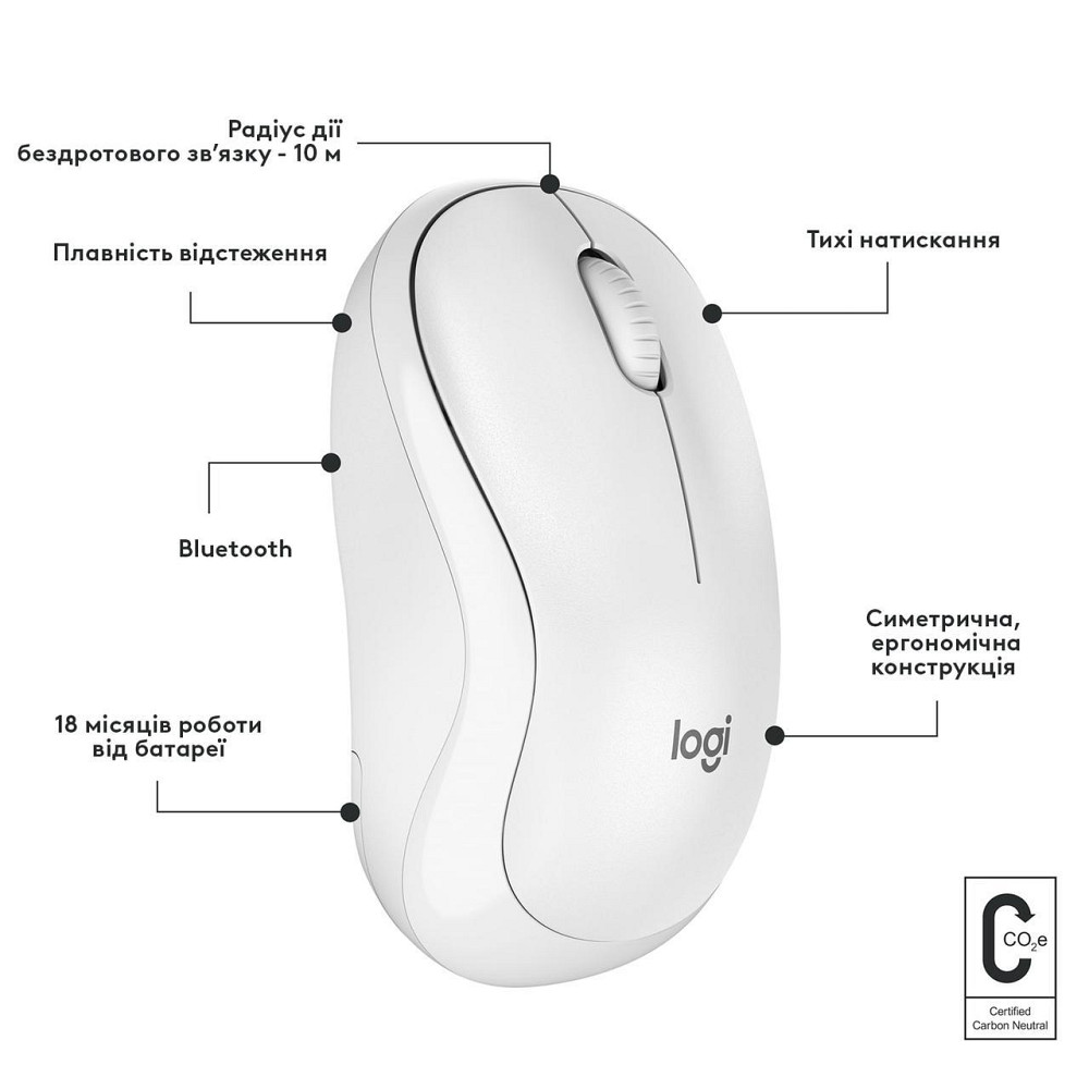 Миша бездротова Logitech M240 Silent Off White (910-007120) Білий Харків - фото 3