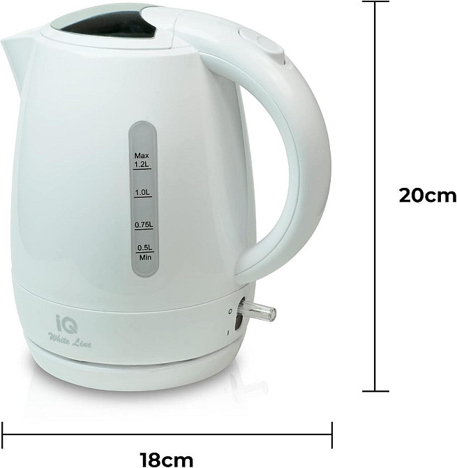 Електричний чайник iQ Smart 1,2 л, 2000 Вт із знімним фільтром автоматичним вимкненням, компактний дизайн, білий Київ - фото 4