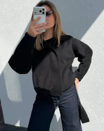 Женская оверсайз кашемировая тёплая весенняя бомбер-куртка (42-52) Одесса