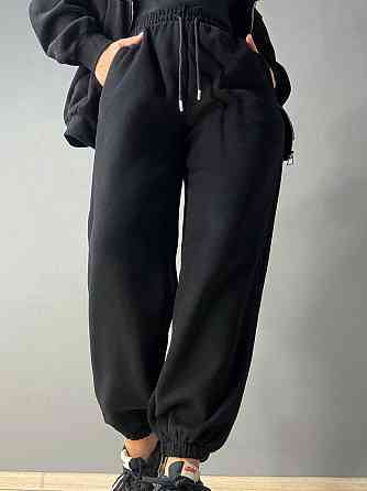 Костюм жіночий A-N 27066 спортивний оверсайз худі на блискавці та джогери чорний, чорний, L Київ