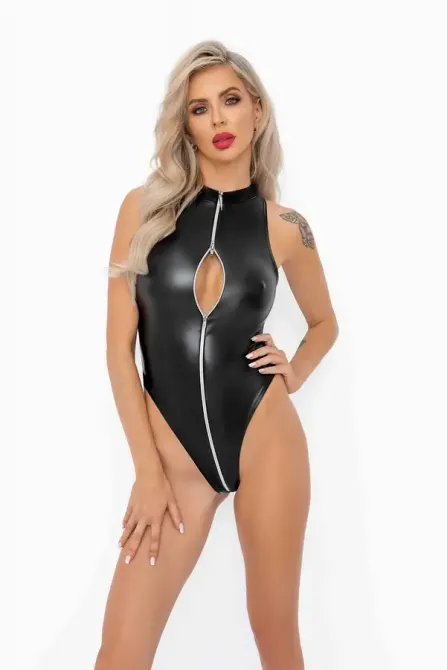 Боді Noir Handmade F294 Powerwetlook bodysuit with front zipper - M Львов - изображение 2