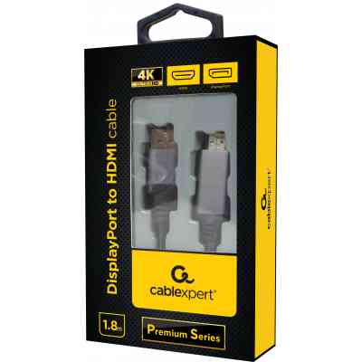 Кабель мультимедийный DisplayPort M to HDMI M 1.8m 4K60Hz Cablexpert (CC-DP-HDMI-4K-6) Винница