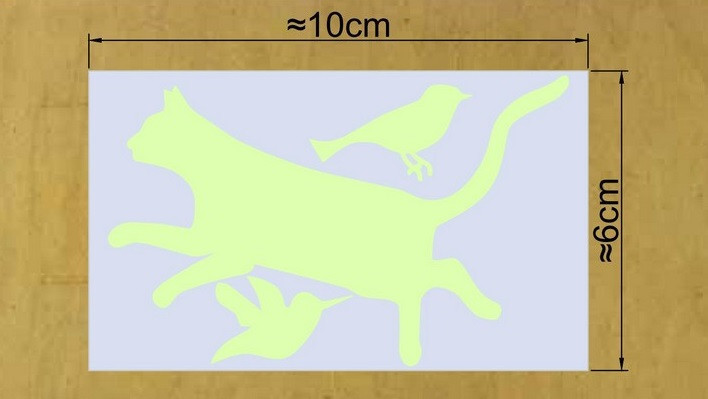 Люмінесцентна наклейка "Кіт ловить птахів" - 10*6см (набирає світло і світиться в темряві) Київ - фото 3