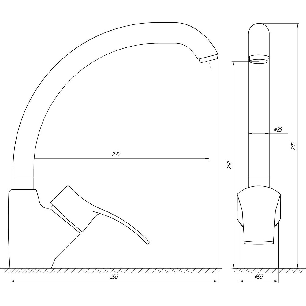 Змішувач для кухні Globus Lux QUEENSLAND GLQU-0203S-BIG боковий на ГАЙЦІ-(картридж Sedal) Луцьк - фото 4