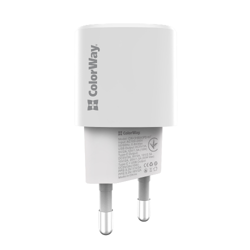 Зарядний пристрій мережевий USB/Type-C QC+PD 33W білий GaN ColorWay CW-CHS043PD-WT Житомир