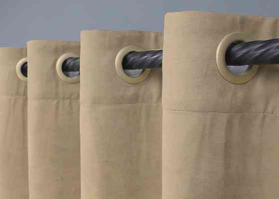 Комплект штор на люверсах VR-Textil Мікровелюр Petek YL № 1800ш Бежевий 150х270 см 2 шт (37-0266) Київ