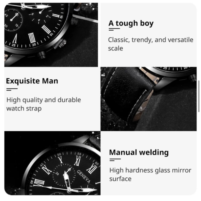 Подарочный набор для мужчин и женщин 2 парные часы с 2 ожерельем серце диам 4см длин 24см шир 2см черно-белый Киев - изображение 8