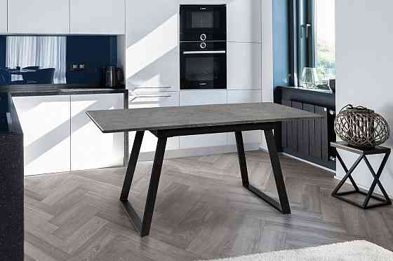 Стіл Тандем 120(+40)*75 чорний метал/мрамор темний Київ