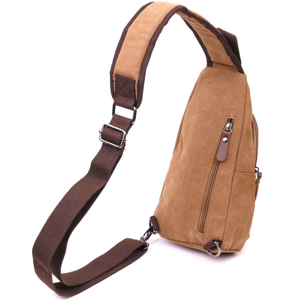 Практичная мужская сумка через плечо с USB кабелем текстильная 21222 Vintage Коричневая Киев - изображение 8