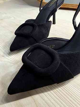 Туфли женские Meideli 566-22 slingback лодочки с пряжкой экозамша черные, 38, 24 см Киев