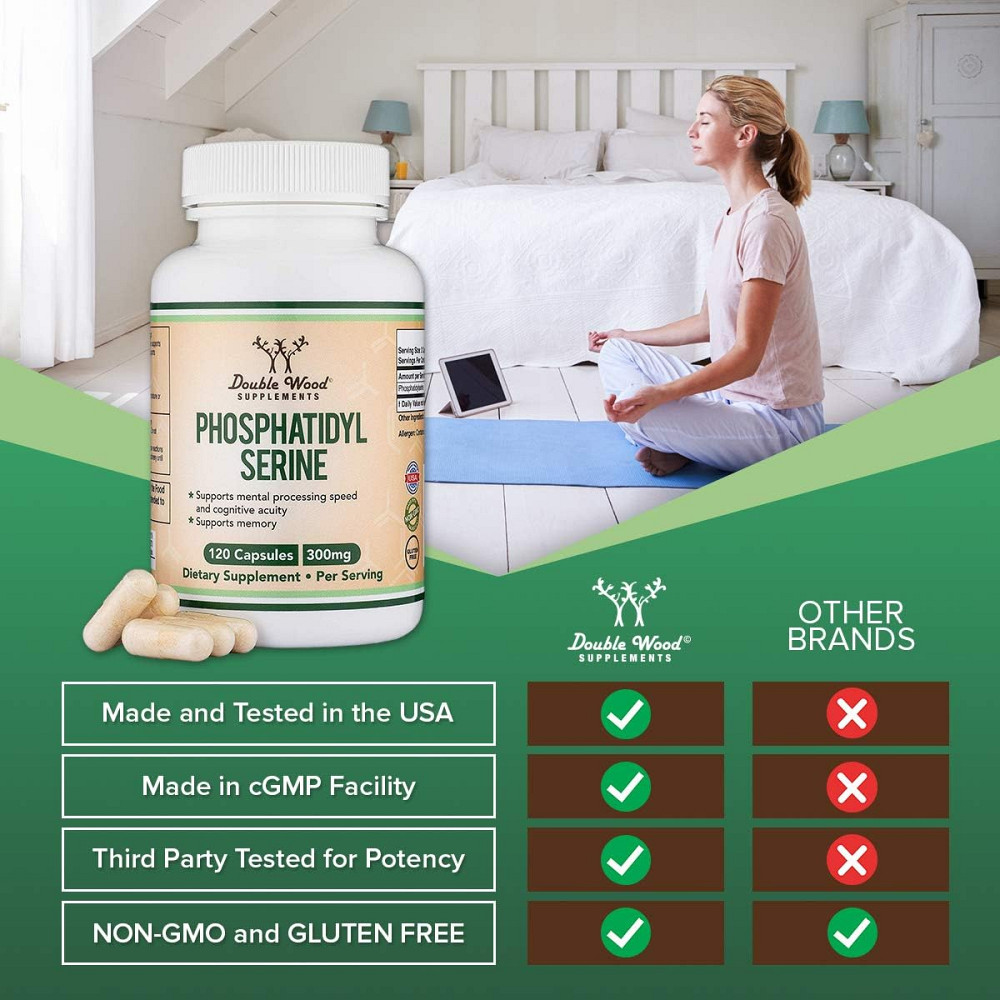Фосфатидилсерин Double Wood Supplements Phosphatidylserine 300 mg 120 caps Луцьк - фото 4