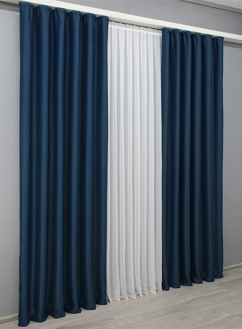 Комплект готовых штор VR-Textil Bagema Rvs № 1474ш Синий 100х270 см 2 шт (31-0054) Киев - изображение 4
