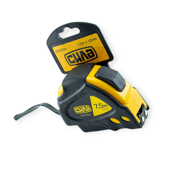 Рулетка 7,5м x 25мм магнит, обрезиненная, автостоп 