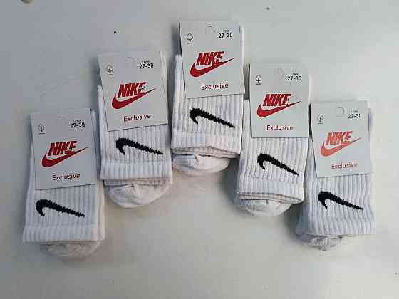 Дитячі високі якісні бавовняні шкарпетки білі в наборі по 5 штук Nike. Розмір 27-30 Київ