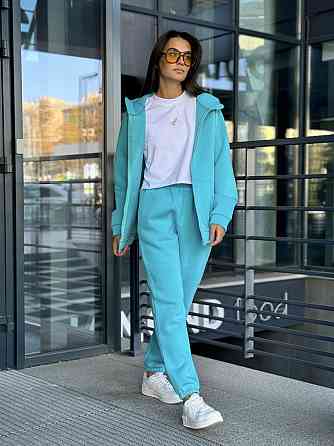 Теплый спортивный костюм женский на змейке Голубой 50/52 Харьков