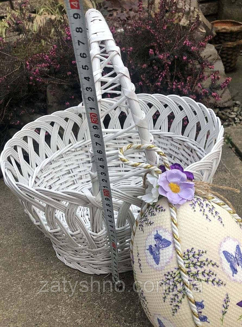 Кошик плетений з гарною ручкою білий Київ - фото 2