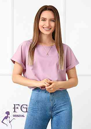 Літня блузка футболка вільного крою "Moment" оптом | Норма і батал Фрезовий, 50-52 Київ