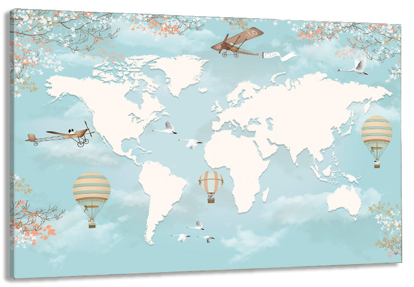 Картина холст в гостиную / спальню  Мапа світу  MLP_304 40x80 см Киев - изображение 1