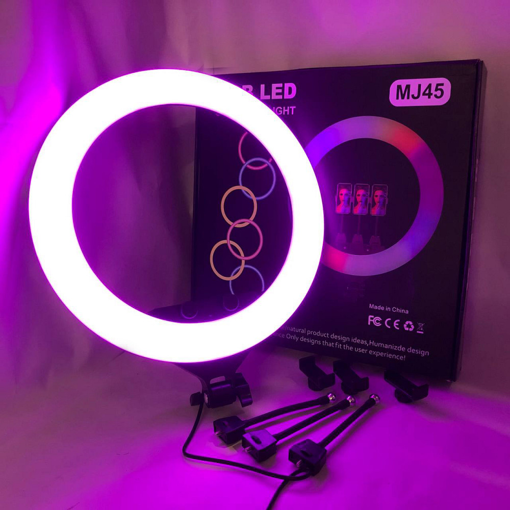 Лед кольцо RGB MJ45 Ring 45 см, Кольцевой свет с держателем, Кольцевая лампа для блогеров тик тока OJ-56 Львов - изображение 6