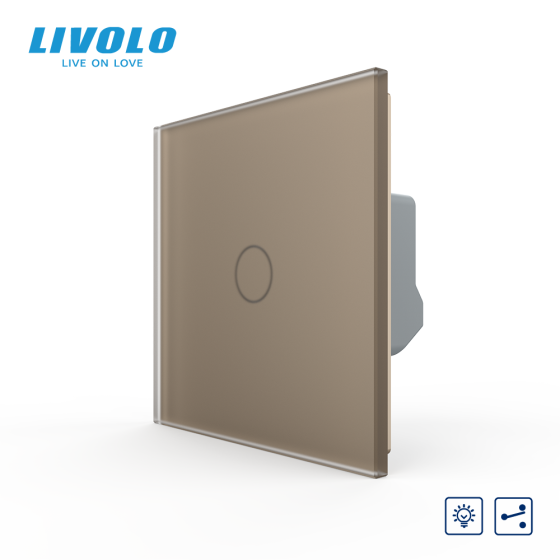 LIVOLO Сенсорний прохідний/перехресний диммер LIVOLO золотий матове скло Коломия