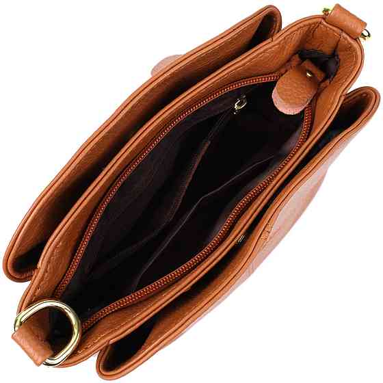 Жіноча сумка на три відділення з натуральної шкіри Рудий (Vintage) Київ