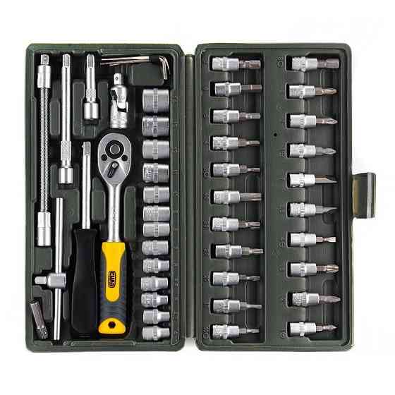 Набор торцевых насадок (инструментов) с трещиной CrV 1/4, (72Т) (46шт) Харьков