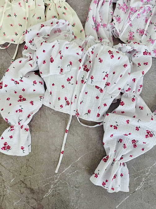 Жіночий літній романтичний топ муслін 100% бавовна Молочний 4 Одеса - фото 2