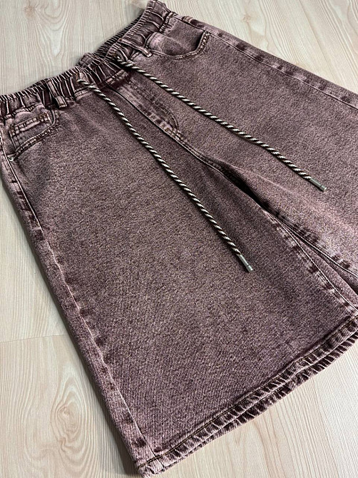 Шорты женские джинсовые Liana 4-054 бермуды с резинкой на талии большие размеры коричневые, коричневый, 4О, 40, 110 см, 138 см Киев - изображение 4