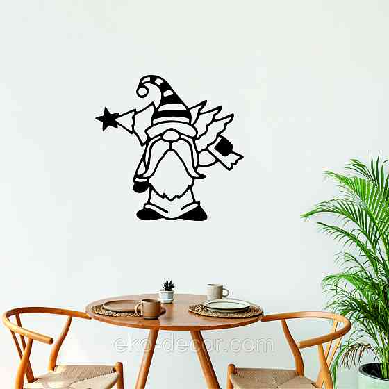 Декоративное настенное Панно «Гном», Декор на стену 70*70 см, Черный Киев